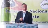 Prezidente Parlamentu Nasional, Arao Noe de Jesus Amaral, ko'alia ba jornalista sira iha Uma Fukun Timor nian (20/4)