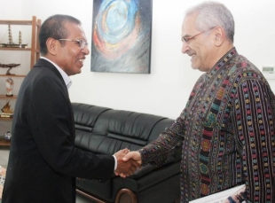East Timor former President DR. Jose Ramos Horta shake hand with East Timor President Taur Matan Ruak