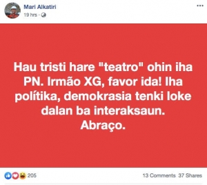 Screen shot husi postingan Sekretariu Jeral partidu FRETILIN iha Facebook