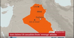 Mapa hatudu fatin rua ne&#039;ebe Iran nia misel kona wainhira halo retaliasaun ba ataka Amerika mak oho jeneral irania nian ida