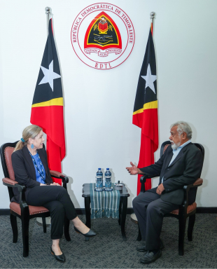 Xefe Ezekutivu Bank Austrália and New Zeland (ANZ) iha Timor-Leste, Bernadette Shaw ko’alia hela ho Primeiru-Ministru (PM), Kay Rala Xanana Gusmão.