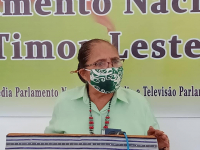 Deputada KHUNTO, Olinda Guterres ko'alia ba jornalista sira iha PN