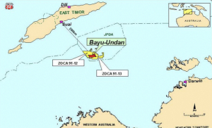 Mapa Mina matan Bayu-undan iha área Tasi Timor-Leste.