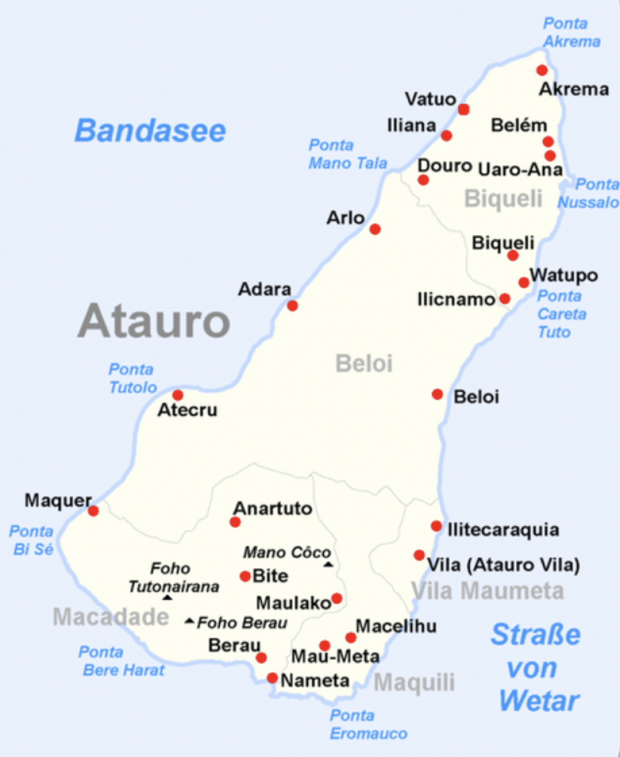 Mapa Postu Administrativu Ataúru ne’ebé sei muda ba Munisípiu.