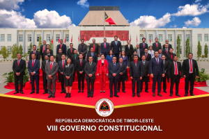 Foto hamutuk Membru VIII Governu konstitusional ho Xefe Estadu iha palasiu Prezidensial Dili