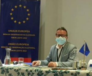 EU EOM deputy chief Alexandre Gray during a press conference in Timor Hotel this week.