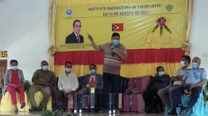 Xefe Casa Sivíl Prezidente Repúblika, Francisco Maria Vasconselho, ko&#039;alia hela iha Institutu Boaventura Timor-Leste (IBTL), munisípiu Manufahi, segunda (16/08).